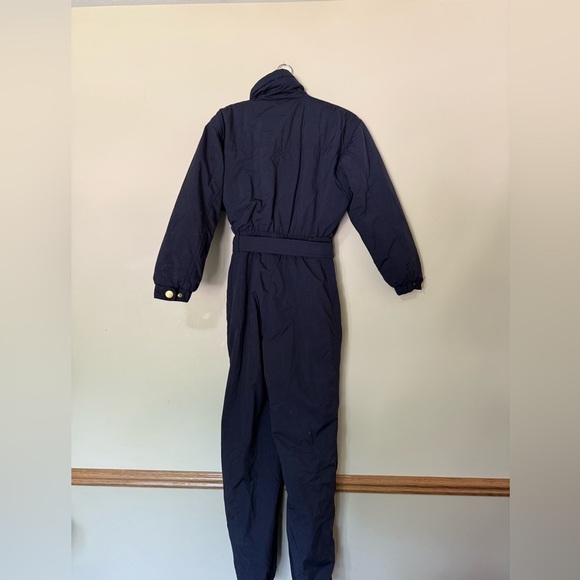 Bogner Vintage One-Piece Ski Suit Navy Blue Gold Hardware Belted Pockets - Picture 12 of 12
